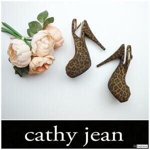 Cathy jean Leopard Platform Peep Toe Pump Heels
